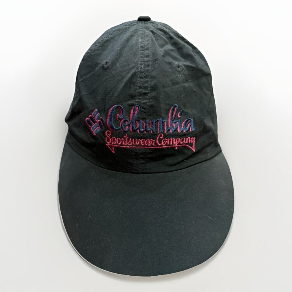 Vintage Columbia Mens Black Lightweight Adjustable Strapback Hat One Size Cap